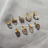 Herkimer Pendant Connectors, Rough Connectors, Gold Electroplated Single Bail Connectors, April Birthstone, Sold By Piece